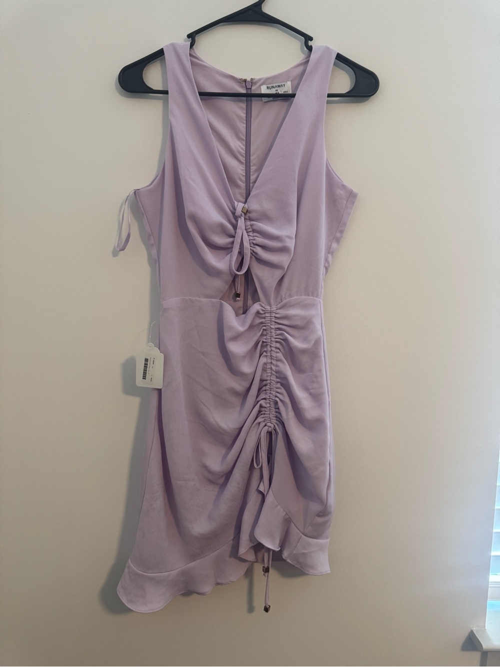 Runaway the Label Pastel Lilac Purple Sunshine Runched Mini Dress NWT